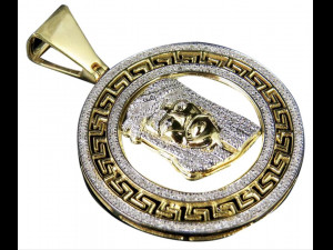 Bismark Medallion Jesus Face Diamond Pendant 3D Принт Модель