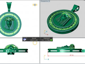 Bismark Medallion Jesus Face Diamond Pendant 3D Принт Модель