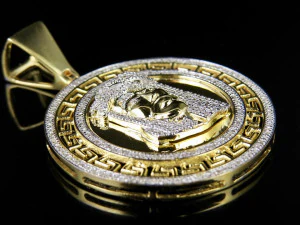 Bismark Medallion Jesus Face Diamond Pendant 3D Print Model
