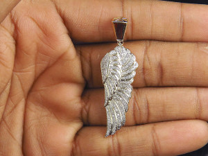 MINI ANGEL FEATHER WING DIAMOND PENDANT Model do druku 3D