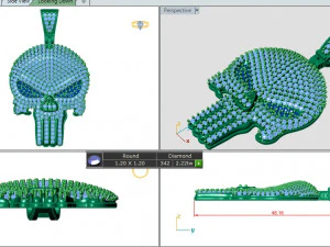 PUNISHER SKULL DIAMOND PENDANT 3D Print Model