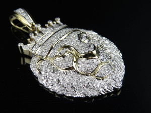 LION FACE MENS DIAMOND PENDANT 3Dプリントモデル