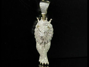 ライオンフェイスメンズダイヤモンドペンダント2 3Dプリントモデル