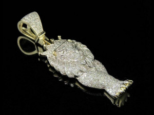 LION FACE MENS DIAMOND PENDANT 2 3D प्रिंट मॉडल