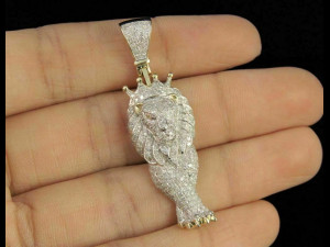 LION FACE MENS DIAMOND PENDANT 2 3D प्रिंट मॉडल