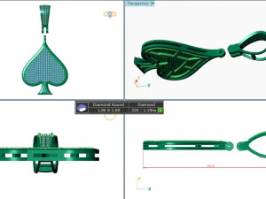 SPADE POKER ACE DIAMOND PENDANT 3 3D Print Model