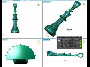 KING CHESS DIAMOND PENDANT 3Dプリントモデル