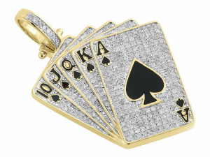 POKER SPADES ROYAL FLUSH CARDS DIAMOND HIP HOP PENDANT Modèles 3D en vedette
