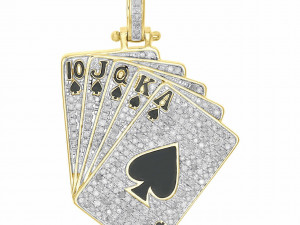 POKER SPADES ROYAL FLUSH CARDS DIAMOND HIP HOP PENDANT Modèles 3D en vedette