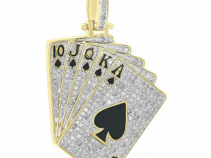 POKER SPADES ROYAL FLUSH CARDS DIAMOND HIP HOP PENDANT Modèles 3D en vedette