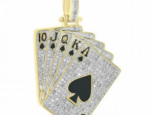 POKER SPADES ROYAL FLUSH CARDS DIAMOND HIP HOP PENDANT 3D Print Model