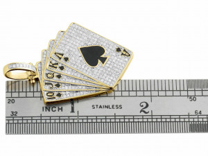 POKER SPADES ROYAL FLUSH CARDS DIAMOND HIP HOP PENDANT Modèles 3D en vedette