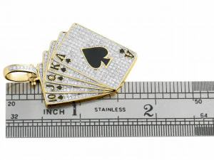 POKER SPADES ROYAL FLUSH CARDS DIAMOND HIP HOP PENDANT 3D Print Model