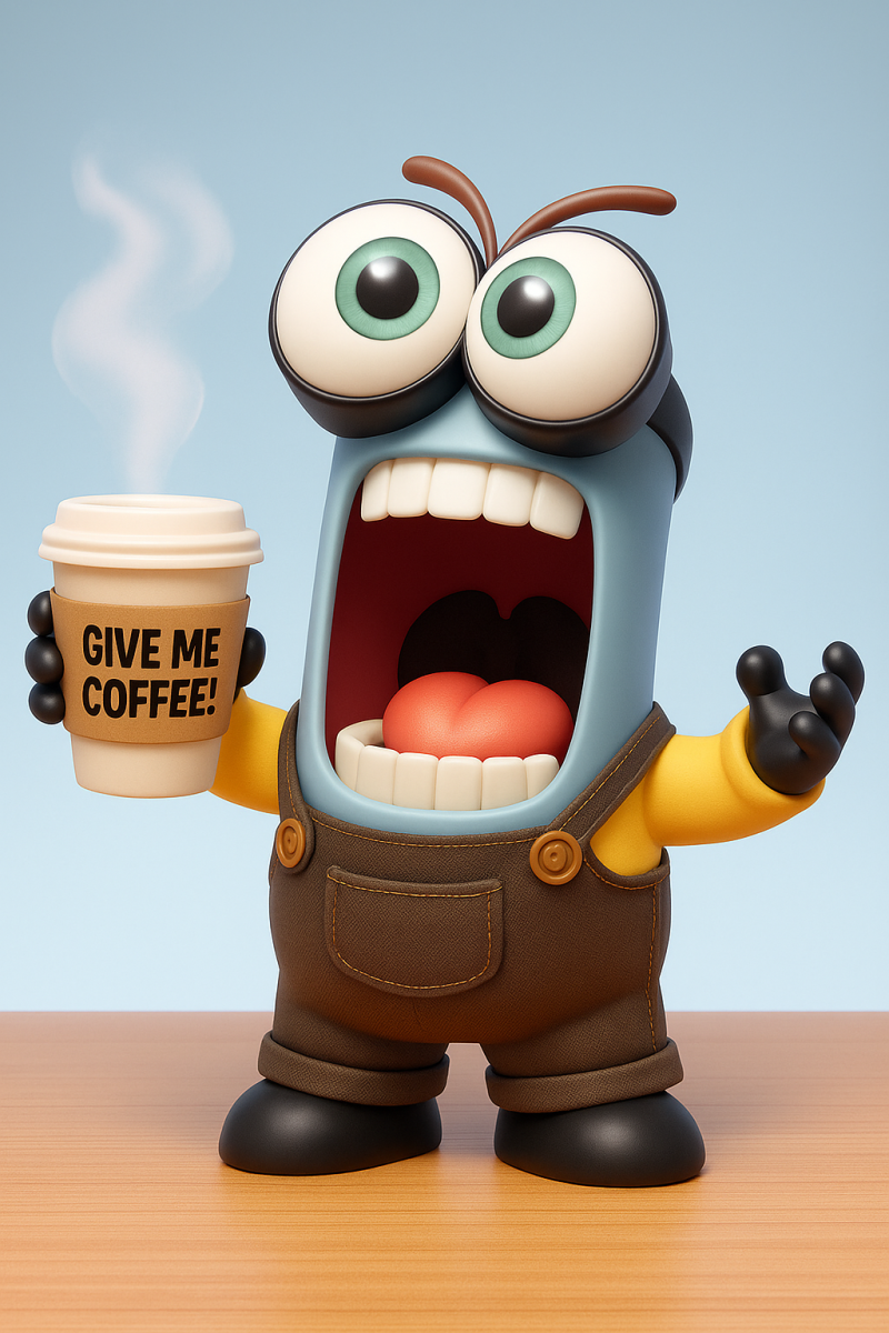 Morning Coffee Monster 3D Print Model .c4d .max .obj .3ds .fbx .stl .blend 