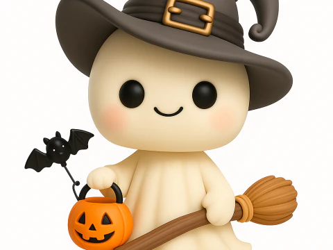 Kawaii Duch Halloween Model do druku 3D