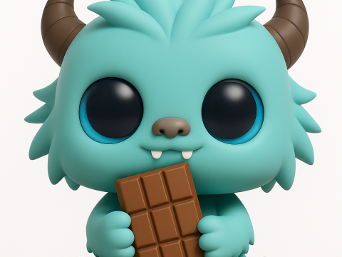Kawaii Disney Monster Eating Chocolate Modelo de impresión 3D