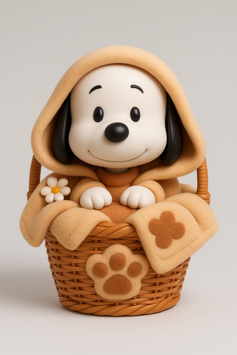 Kawaii Snoopy in Basket Model Cetak 3D .c4d .max .obj .3ds .fbx .stl .blend 