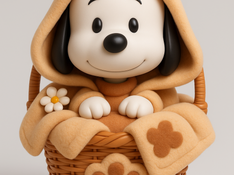 Kawaii Snoopy in Basket Model Cetak 3D