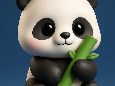 कावई पांडा बांस खा रहा है 3D प्रिंट मॉडल