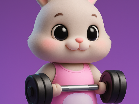 Cute Girl Fitness Bunny Model Cetak 3D