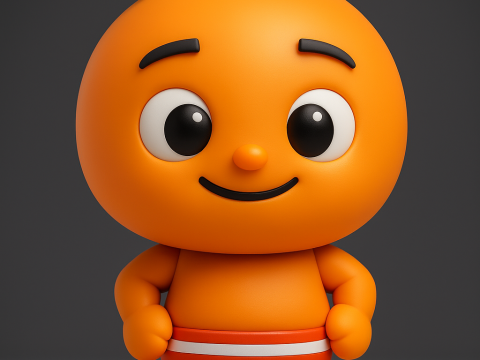 Chibi Orange Cartoon Mascot Modello di stampa 3D