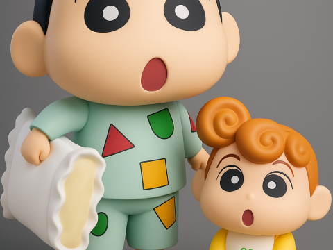 Shinchan and Himawari 3D 프린트 모델