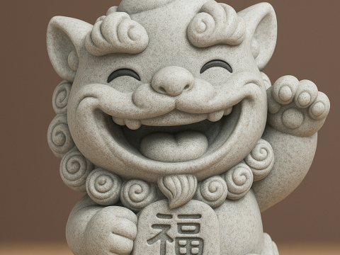 Charming Feng Shui Lion Figure Model do druku 3D