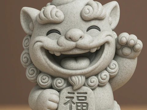 Charmante figurine de lion Feng Shui Modèles 3D en vedette
