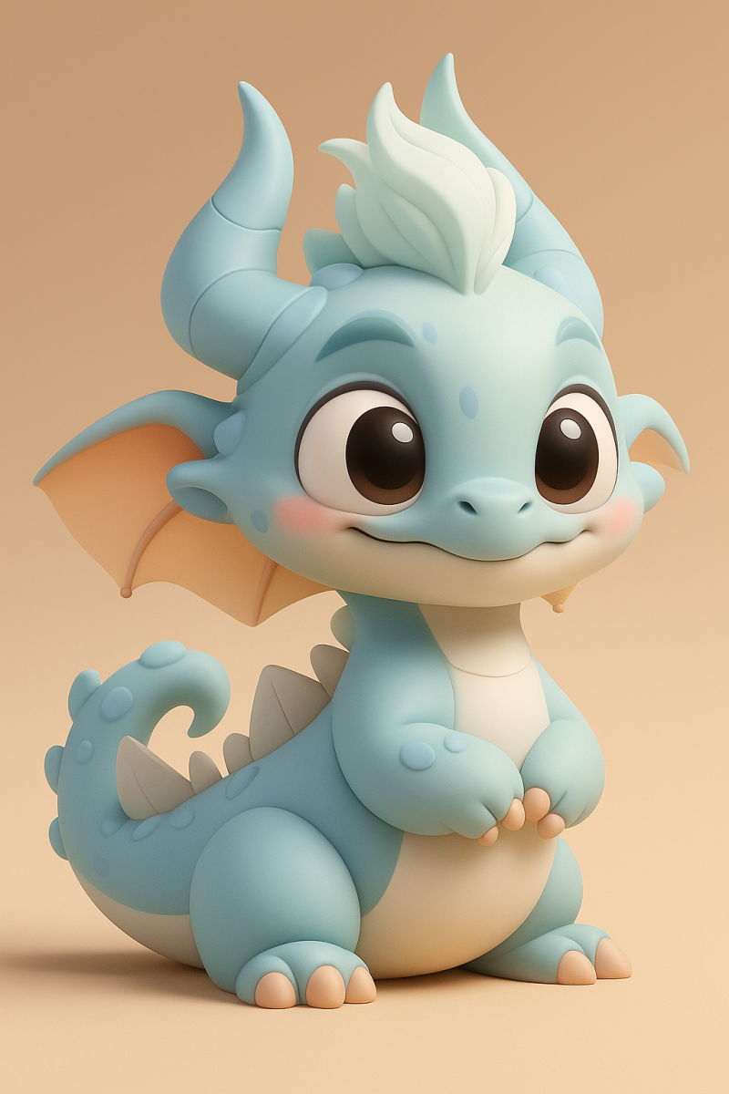 Cute Blue Baby Dragon 3D Baskı Modeli .c4d .max .obj .3ds .fbx .stl .blend