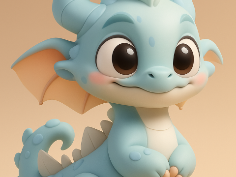 Cute Blue Baby Dragon 3D Принт Модель
