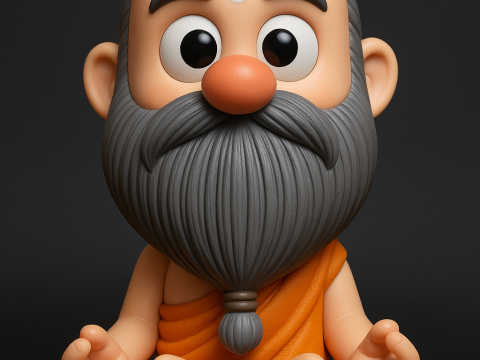 Meditating Monk Model Cetak 3D