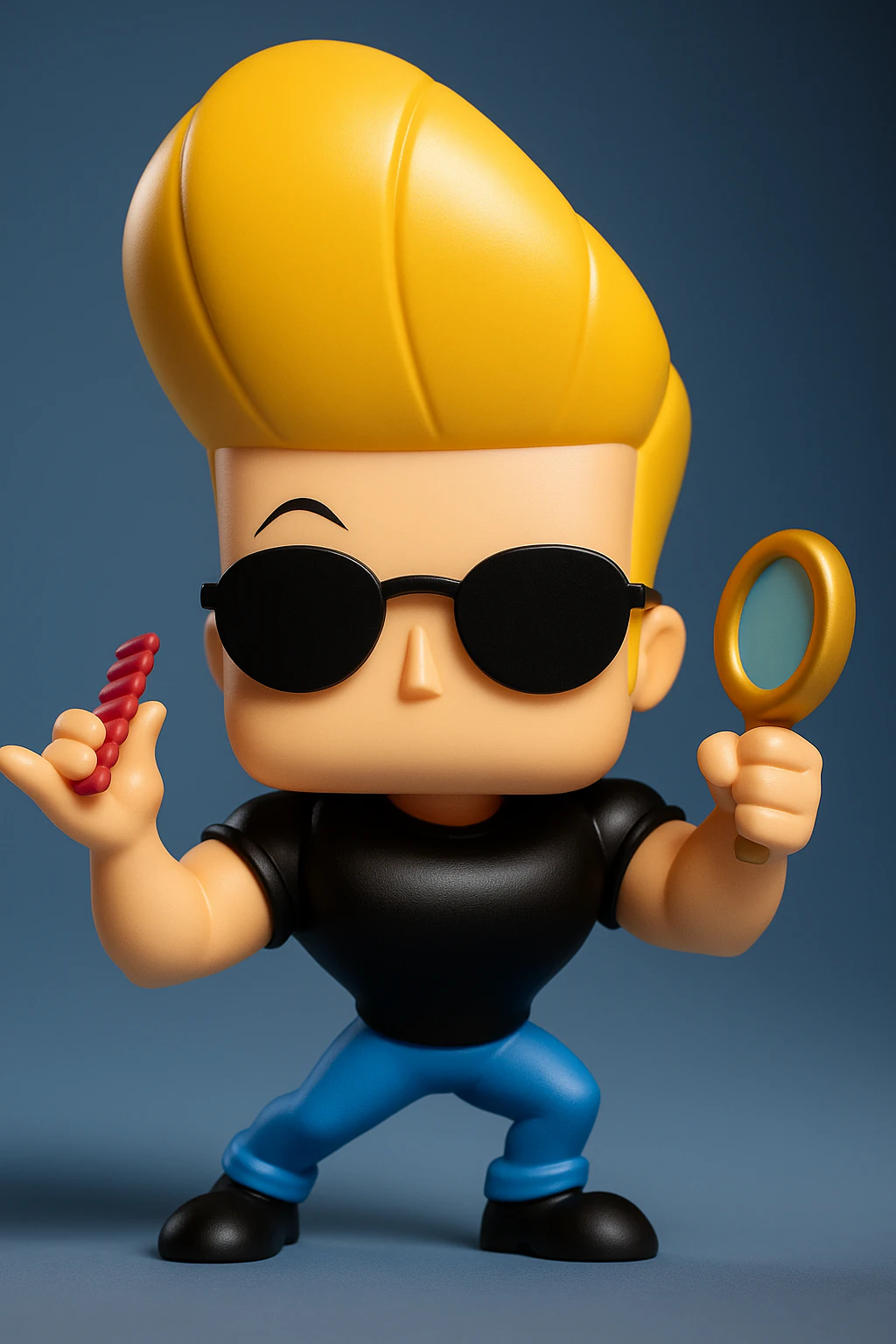 Johnny Bravo with Mirror and Comb 3D Print Model .c4d .max .obj .3ds .fbx .stl .blend