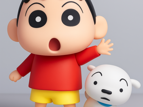 Shinchan Nohara and Shiro 3D Принт Модель