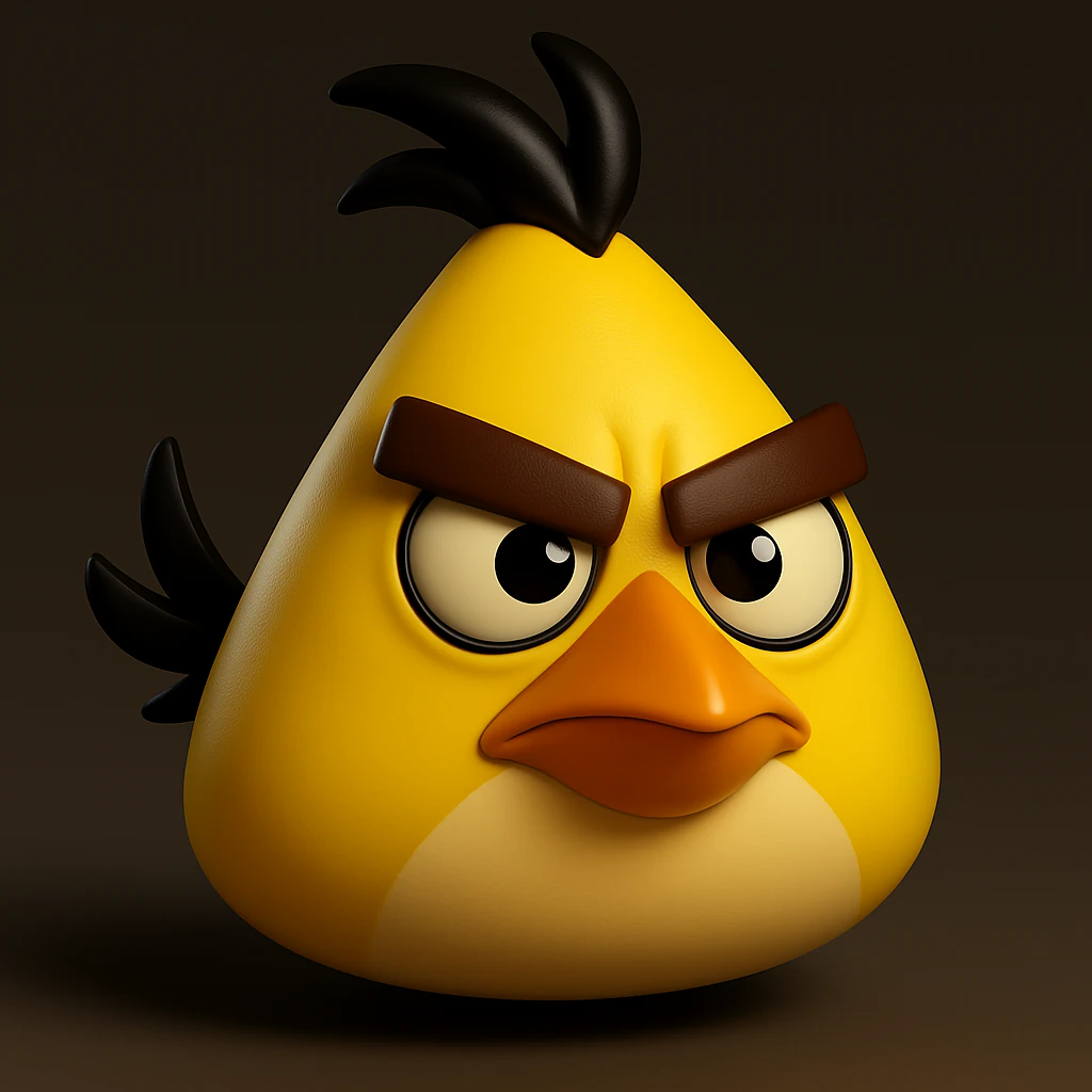 Chuck Yellow Angry Bird 3D Print Model .c4d .max .obj .3ds .fbx .stl .blend