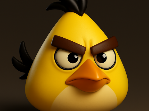 Chuck Yellow Angry Bird 3Dプリントモデル