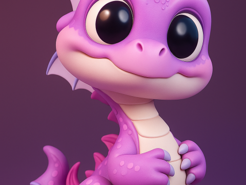 Adorable Baby Dragon Model Cetak 3D