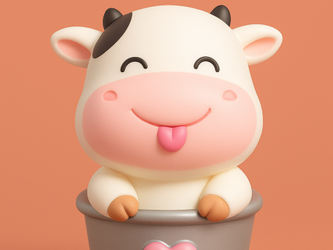 Kawaii Cow 3Dプリントモデル