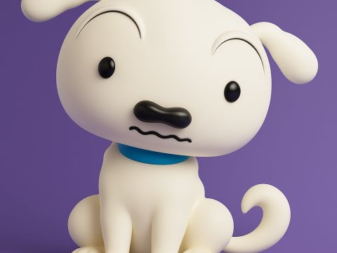 Shiro - The Cute Dog From Shinchan Modèles 3D en vedette