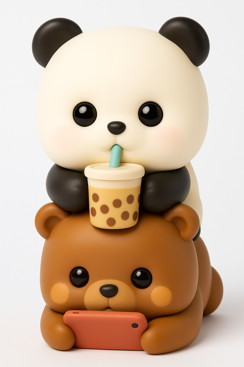 Panda and Bear Kawaii 3D Print Model .c4d .max .obj .3ds .fbx .stl .blend 