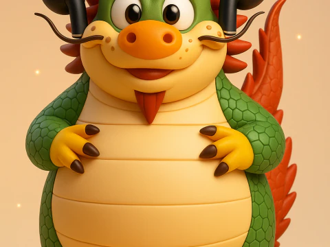 गोल-मटोल ड्रैगन कार्टून 3D प्रिंट मॉडल