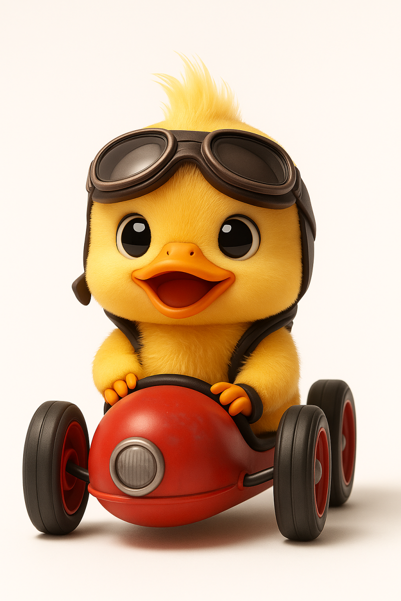 Kawaii Duckling Racer Modelo de impresión 3D .c4d .max .obj .3ds .fbx .stl .blend