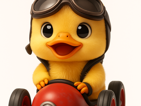 Kawaii Duckling Racer 3D Baskı Modeli