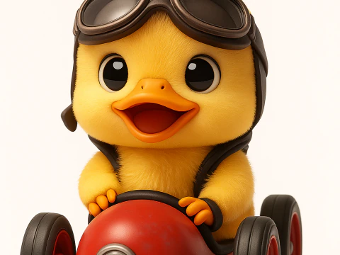 Kawaii Duckling Racer 3D Print Model