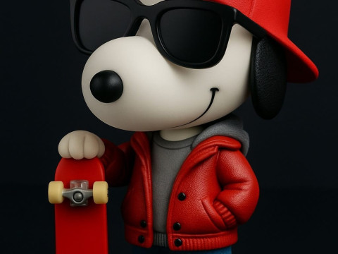 Streetwear Snoopy with Skateboard Modello di stampa 3D