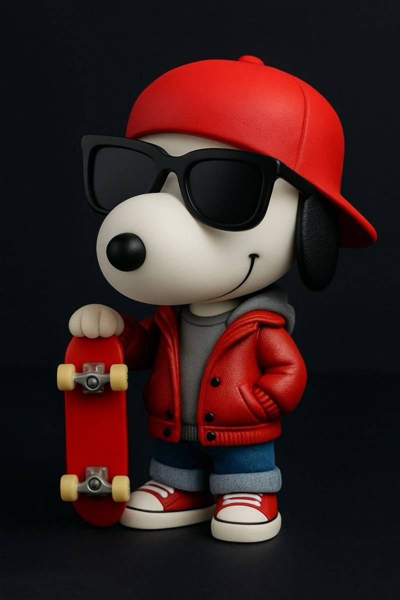 Streetwear Snoopy with Skateboard 3D 프린트 모델 .c4d .max .obj .3ds .fbx .stl .blend