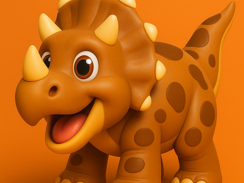 Playful Triceratops Dinosaur 3D Druckmodell