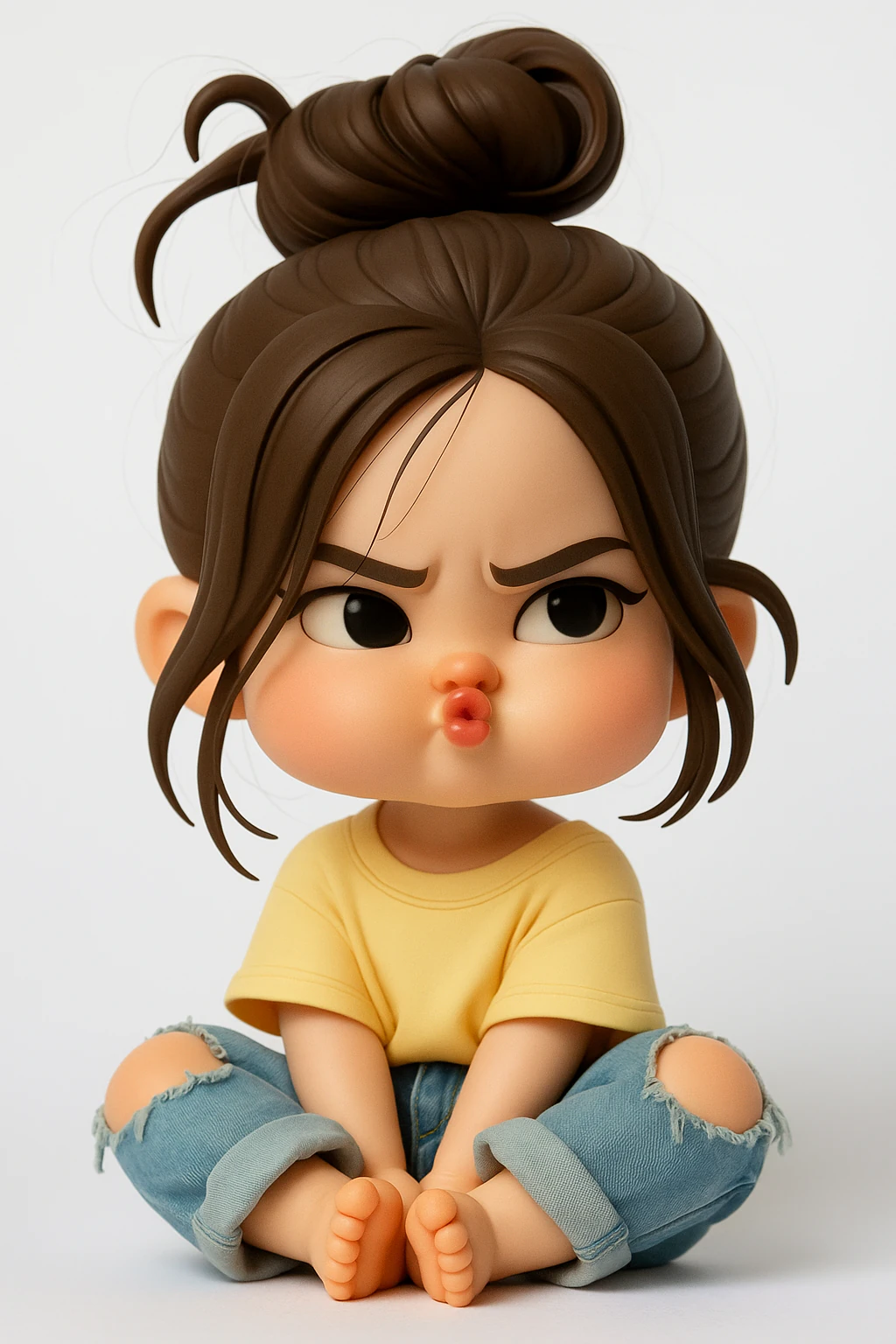 Pouting Chibi Girl 3D Print Model .c4d .max .obj .3ds .fbx .stl .blend
