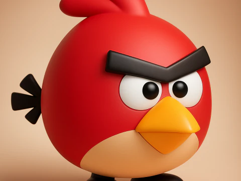 红色愤怒的小鸟有腿 3D 打印模型