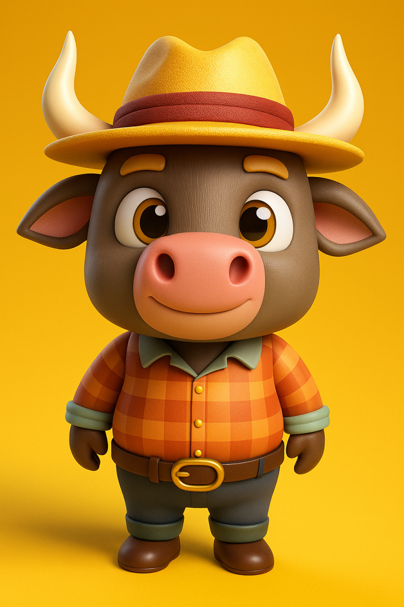 Bubbly Bull in a Cowboy Hat 3D printmodel .c4d .max .obj .3ds .fbx .stl .blend 