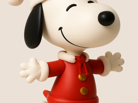 스누피를 산타클로스로 3D 프린트 모델